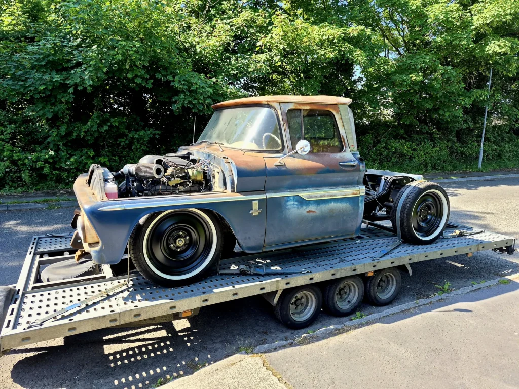 American pickup project car transported by WS Logistics across the North West