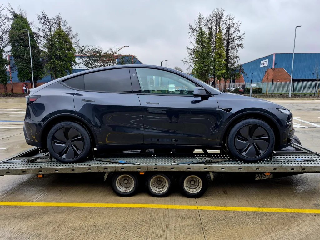 Hyundai Santa Fe new car delivered by WS Logistics, dealer transport North West