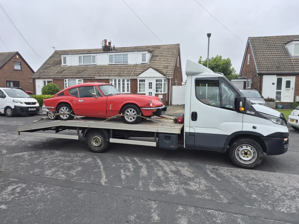 Triumph GT6 classic car collection and delivery by WS Logistics, Lancashire