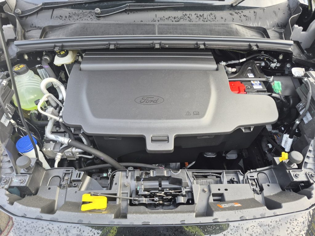 Under the bonnet of an electric Ford Puma Gen-E, a storage compartment where the engine would normally be